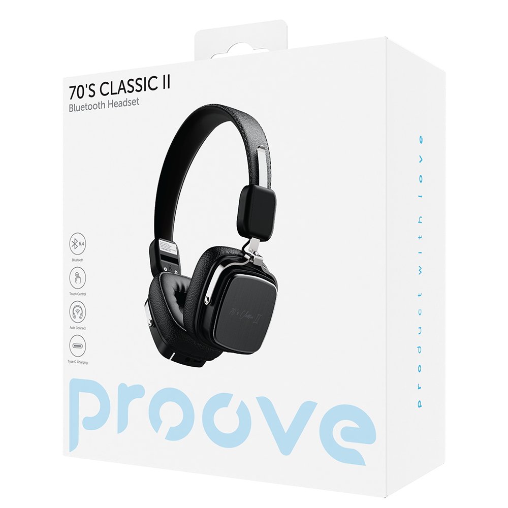 Handsfree Bluetooth Proove 70's Classic II, A2DP, Zwart