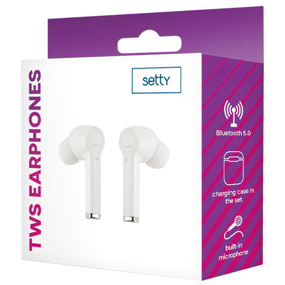 Handsfree Bluetooth Setty ECA-01, TWS, Wit 