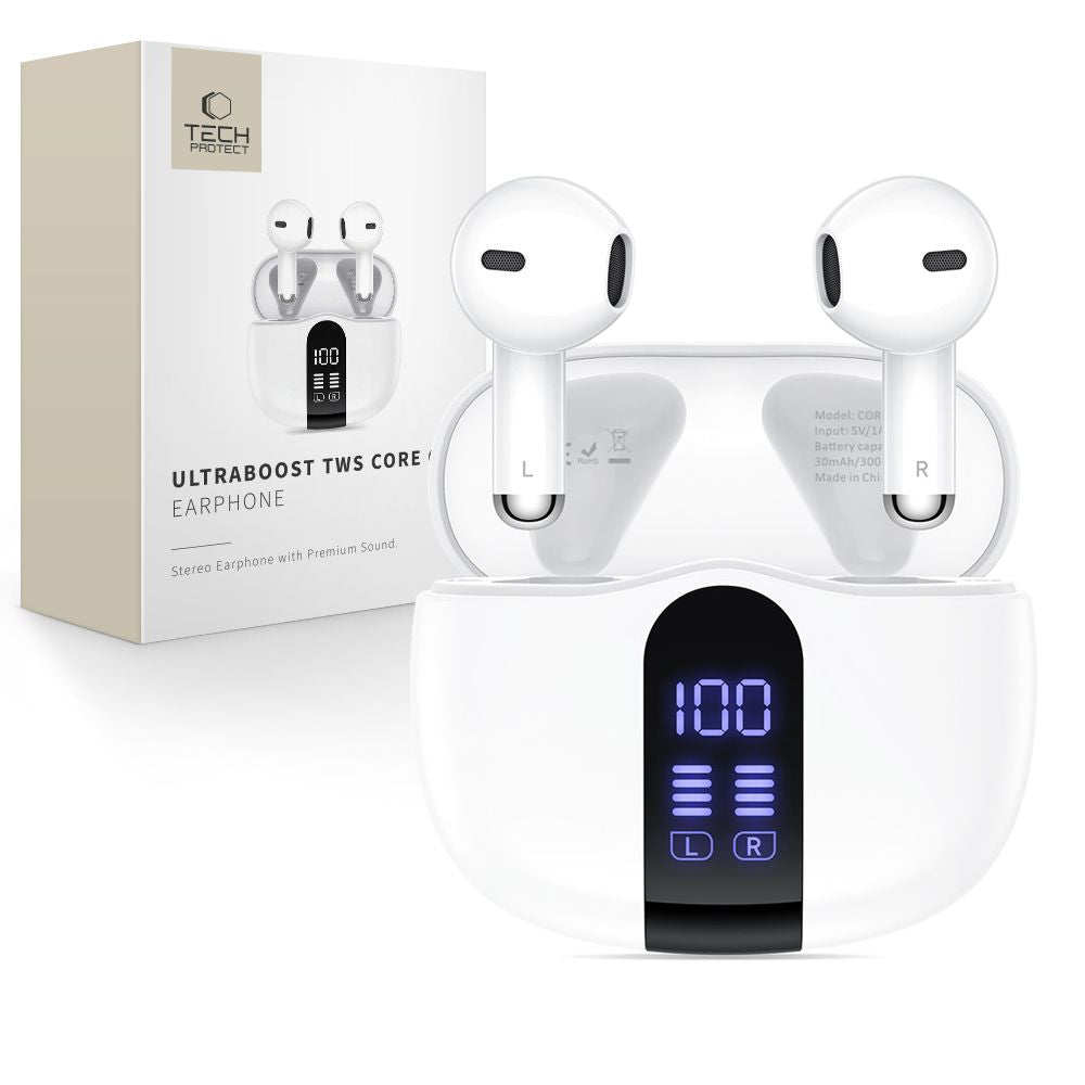 Handsfree Bluetooth Tech-Protect Ultraboost Core G2, TWS, Wit