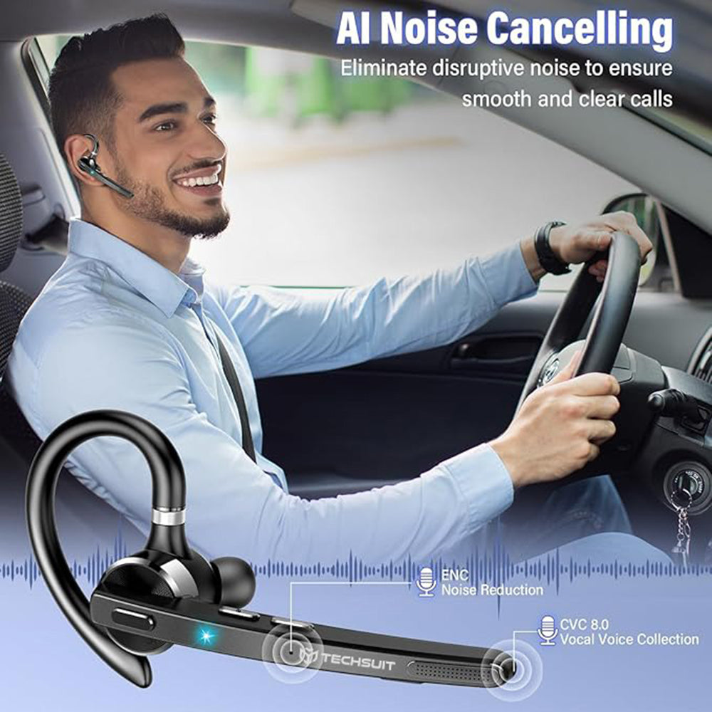 Handsfree Bluetooth Techsuit G9 TalkZen, A2DP, Zwart