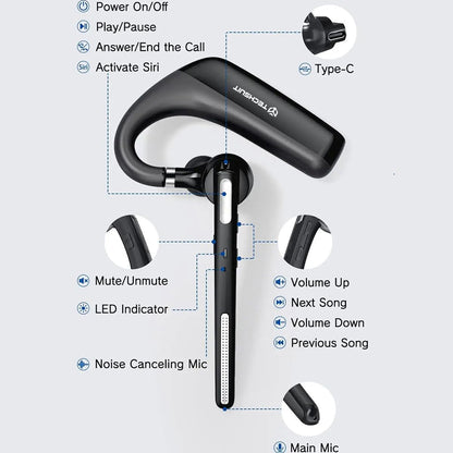 Handsfree Bluetooth Techsuit PowerTalks G6, MultiPoint, A2DP, Zwart