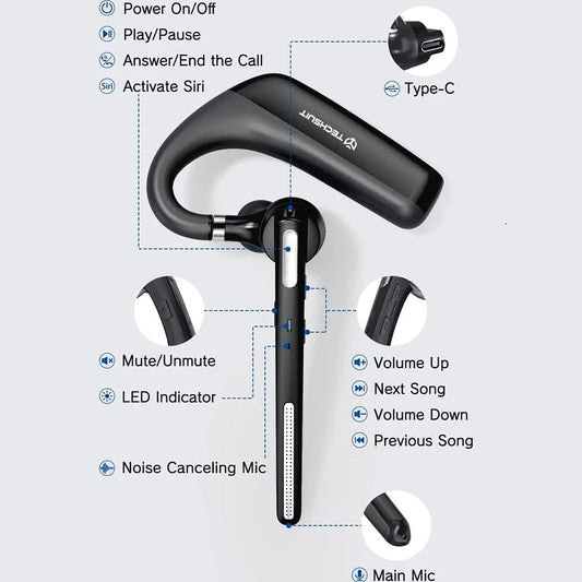 Handsfree Bluetooth Techsuit PowerTalks G6, MultiPoint, A2DP, Zwart