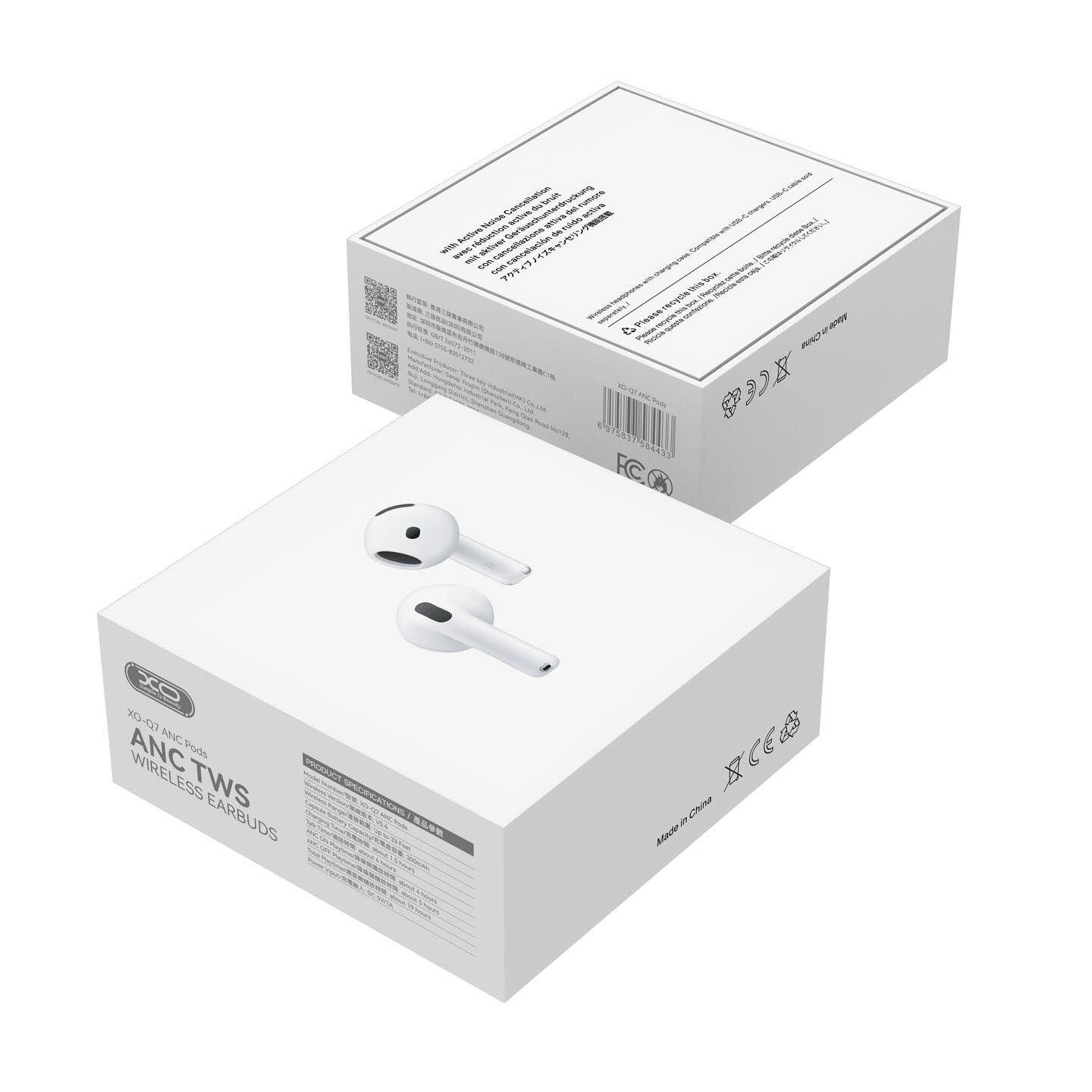 Handsfree Bluetooth XO Design Q7 Pods, TWS, ANC, Wit
