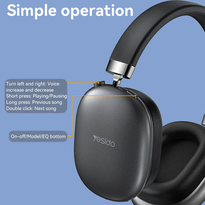 Handsfree Bluetooth Yesido EP05, A2DP, ANC, Zwart