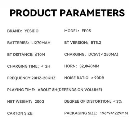 Handsfree Bluetooth Yesido EP05, A2DP, ANC, Zwart