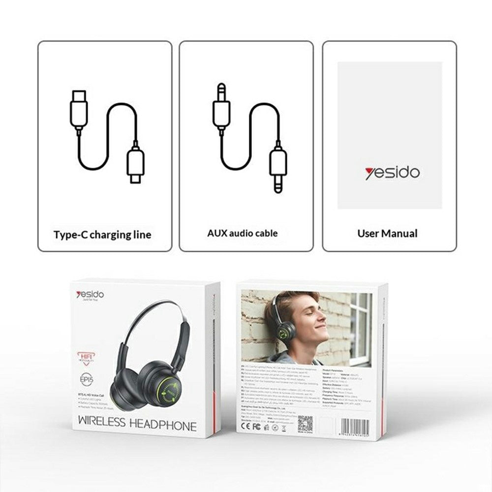 Handsfree Bluetooth Yesido EP15 Kids, A2DP, Zwart