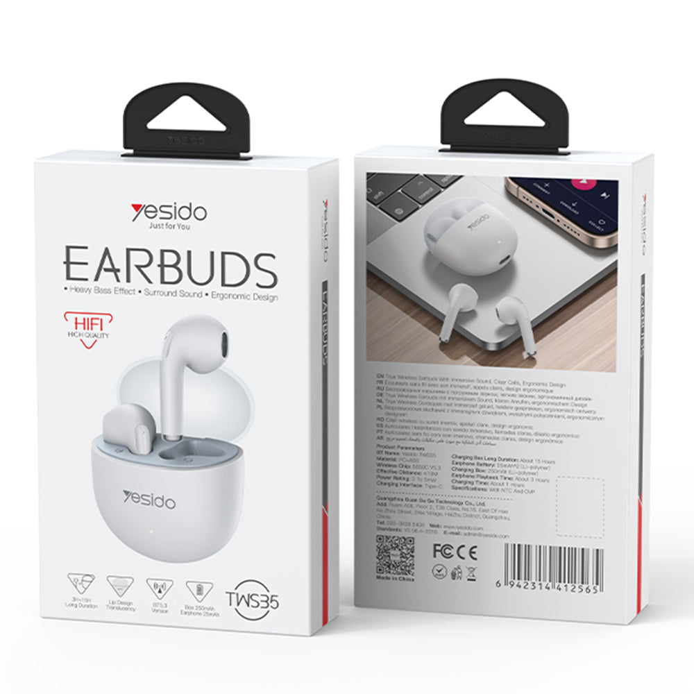 Handsfree Bluetooth Yesido TWS35, TWS, Wit