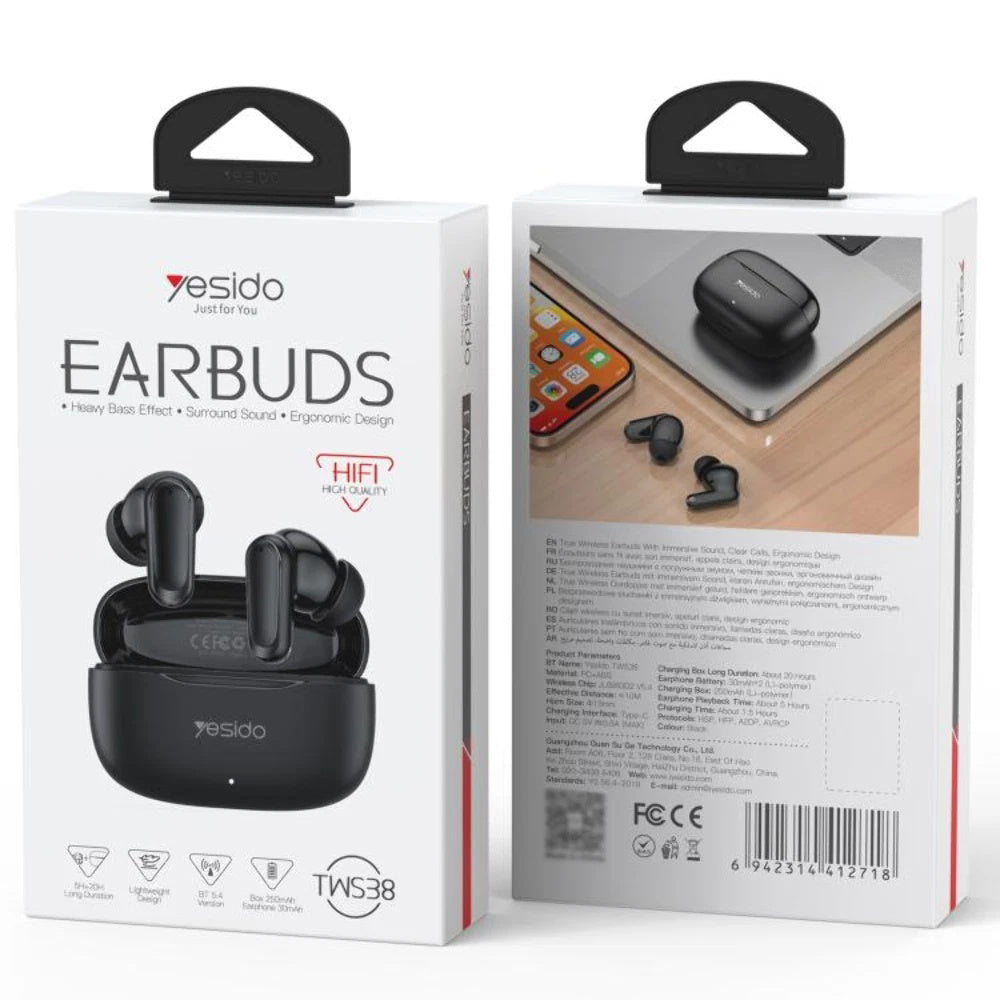 Handsfree Bluetooth Yesido TWS38, TWS, Wit