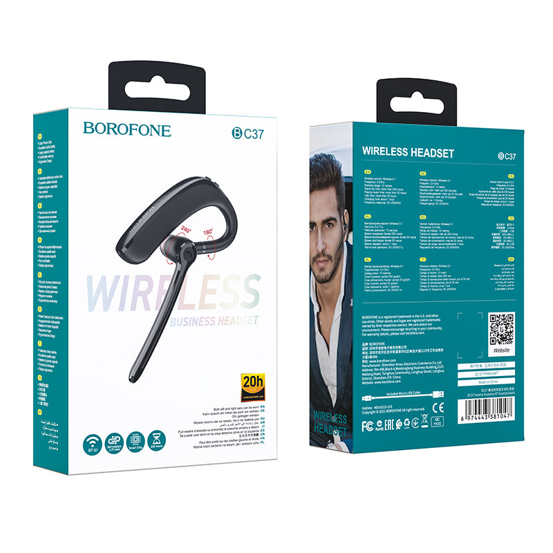 Handsfree Bluetooth Borofone BC37 Imperor, A2DP, Zwart