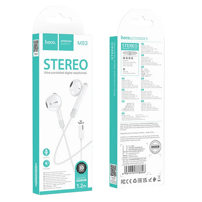 Handsfree USB-C HOCO M93, Wit