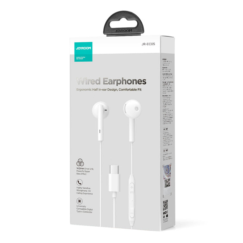 Handsfree USB-C Joyroom JR-EC05, Wit