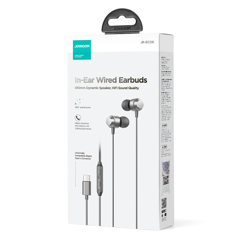 Handsfree USB-C Joyroom JR-EC06, Grijs