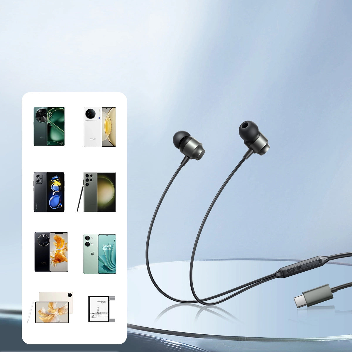 Handsfree USB-C Joyroom JR-EC06, Grijs