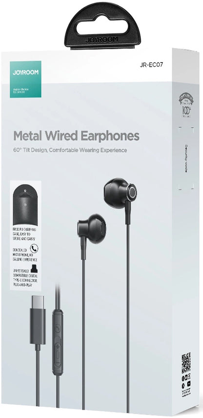 Handsfree USB-C Joyroom JR-EC07, Zwart