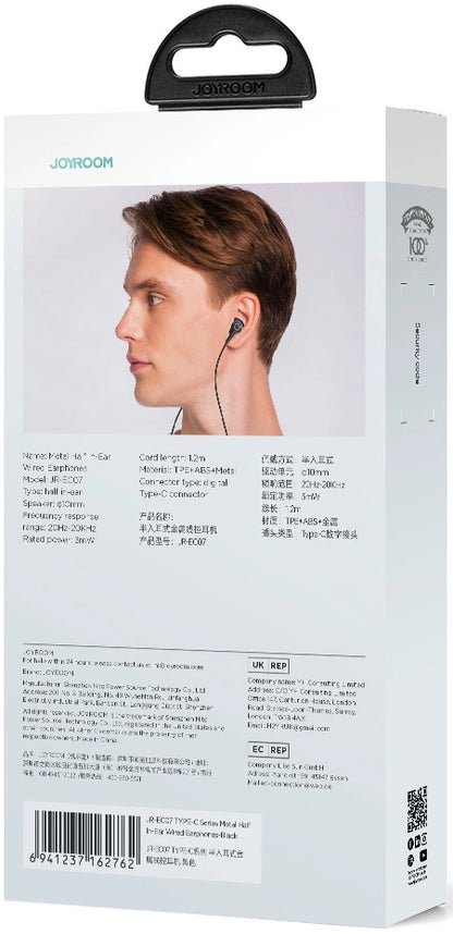 Handsfree USB-C Joyroom JR-EC07, Zwart