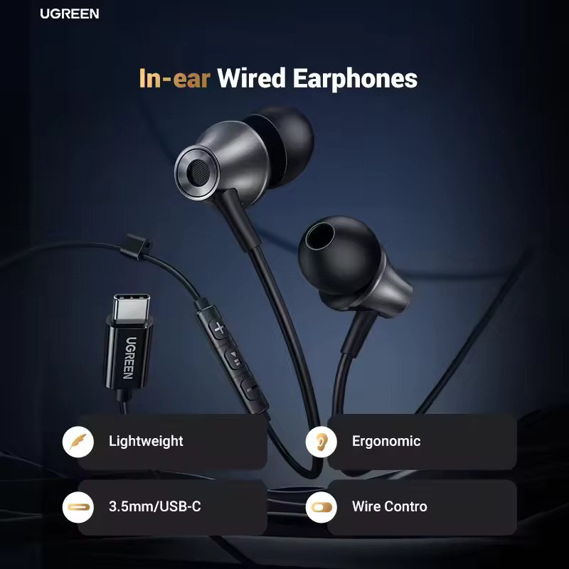Handsfree USB-C UGREEN EP105, Zwart