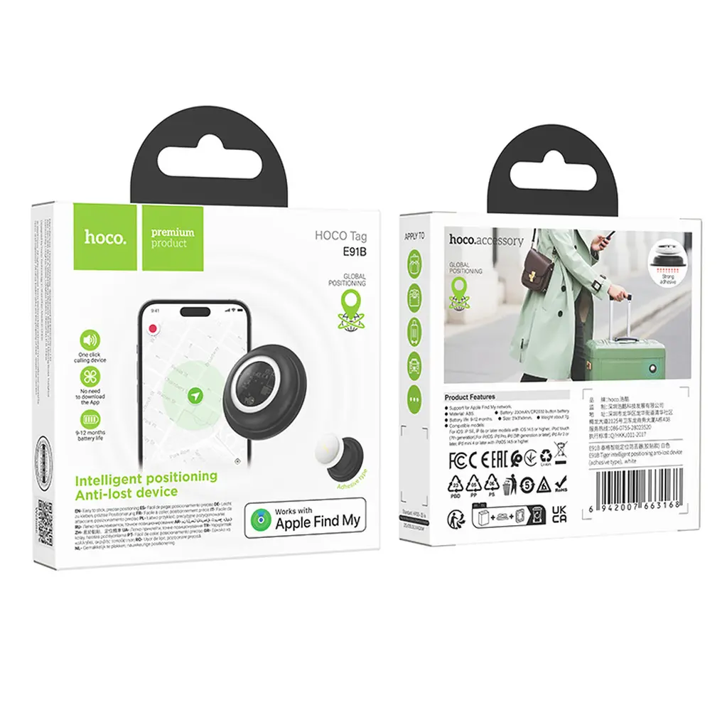 HOCO SmartTag E91B voor iOS Series, Wit