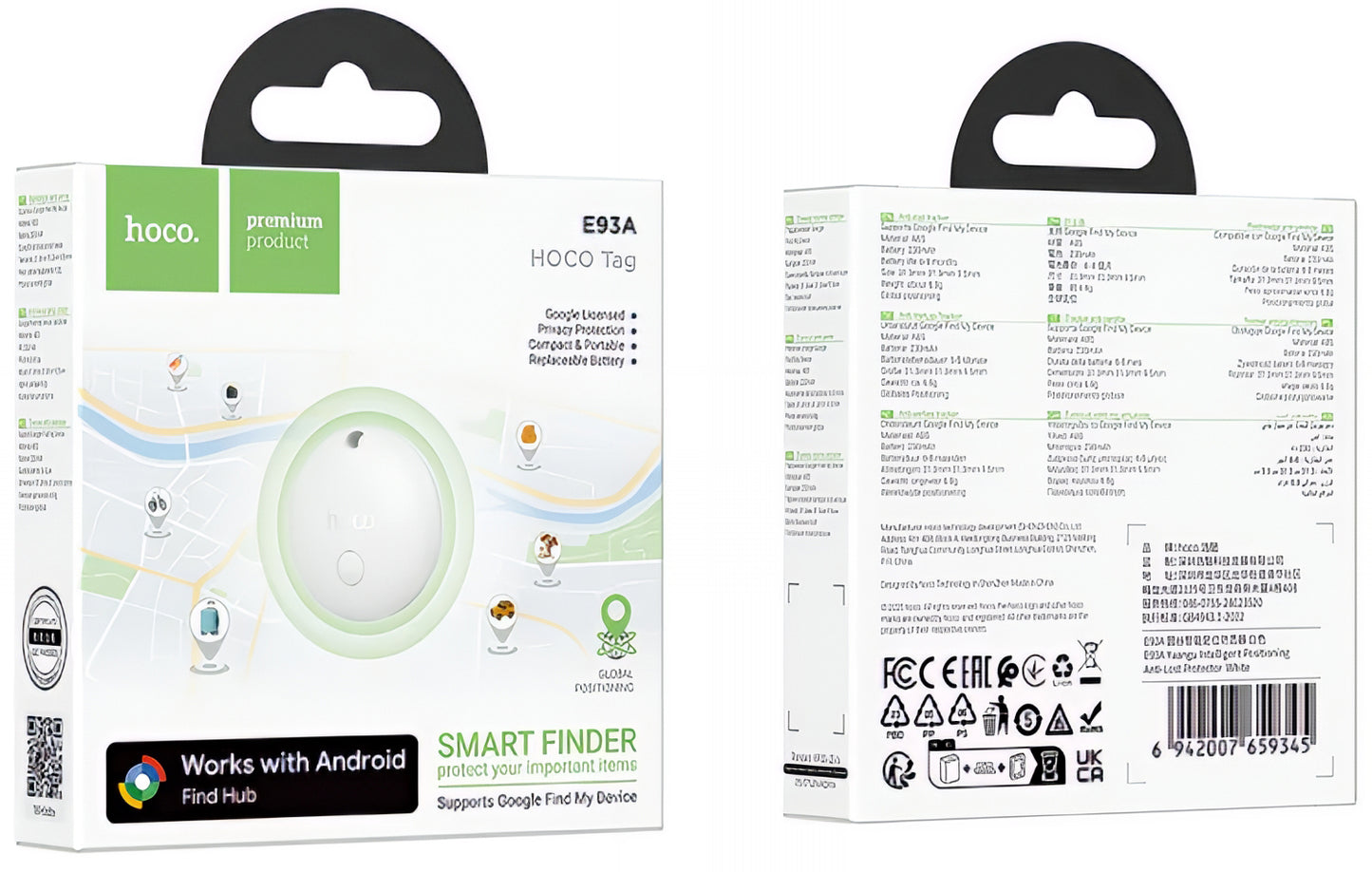 HOCO SmartTag E93A voor Android Series, Zwart