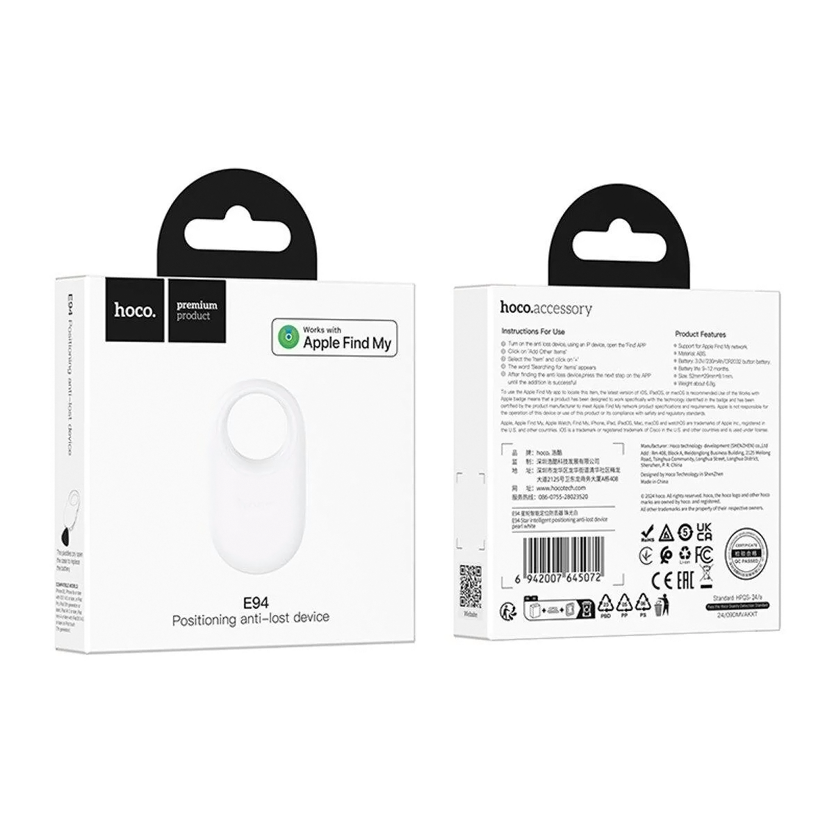 HOCO SmartTag E94 voor iOS Series, Wit