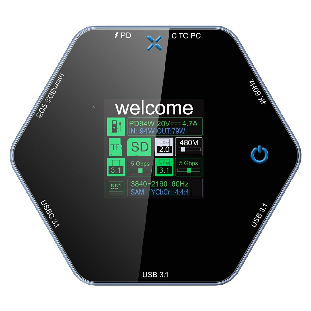 Multifunctionele Hub OEM YC-931, 8in1, Grijs
