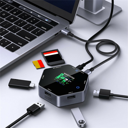 Multifunctionele Hub OEM YC-931, 8in1, Grijs