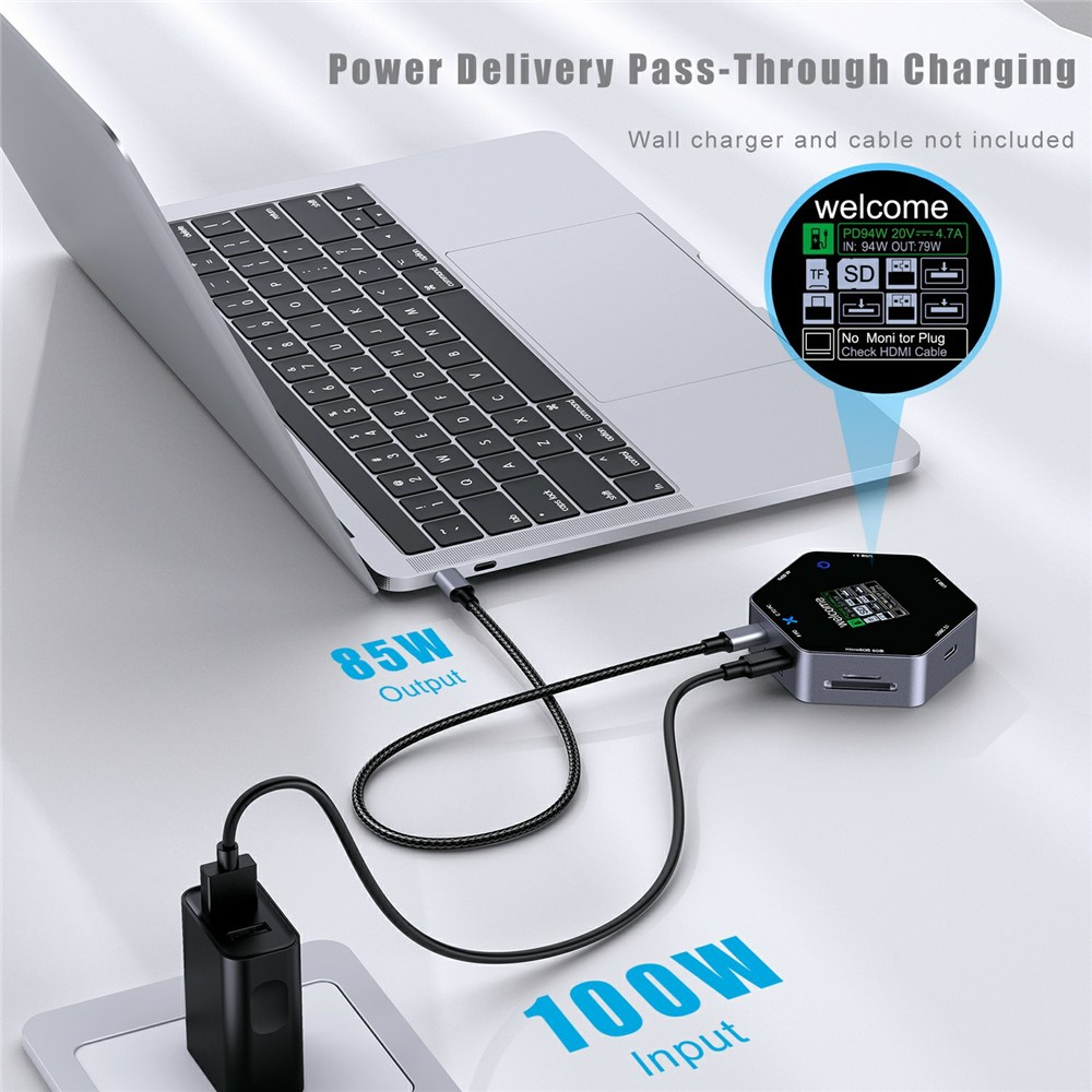 Multifunctionele Hub OEM YC-931, 8in1, Grijs