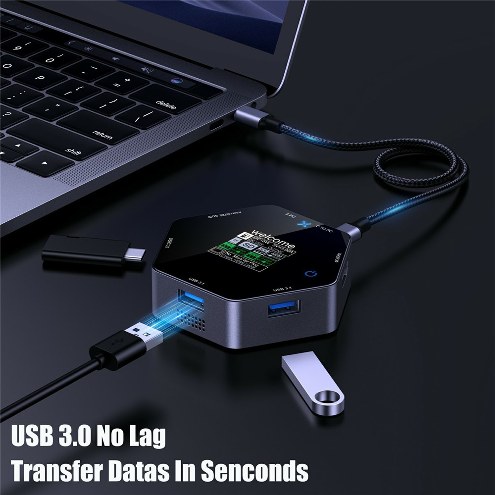 Multifunctionele Hub OEM YC-931, 8in1, Grijs