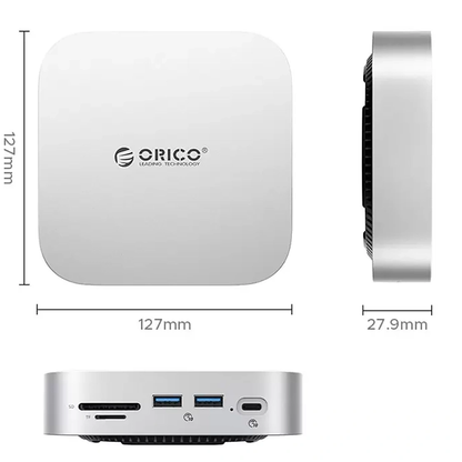 Multifunctionele Hub Orico MiniLink M48PR voor Apple Mac Mini M4, 9in1, Zilver