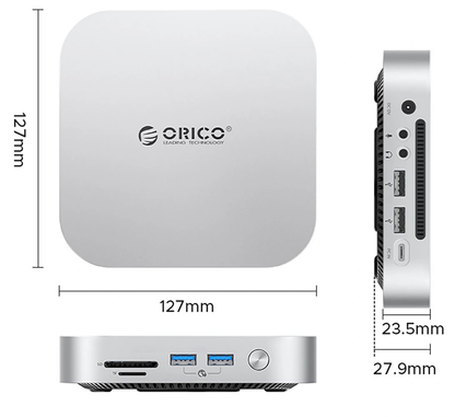 Orico MiniLink M49P multifunctionele hub voor Apple Mac Mini M4, 9-in-1, Zilver