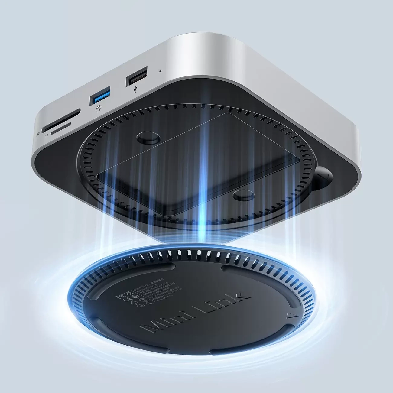 Multifunctionele Hub Orico MiniLink M48PR voor Apple Mac Mini M4, 9in1, Zilver