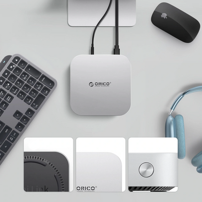 Orico MiniLink M49P multifunctionele hub voor Apple Mac Mini M4, 9-in-1, Zilver