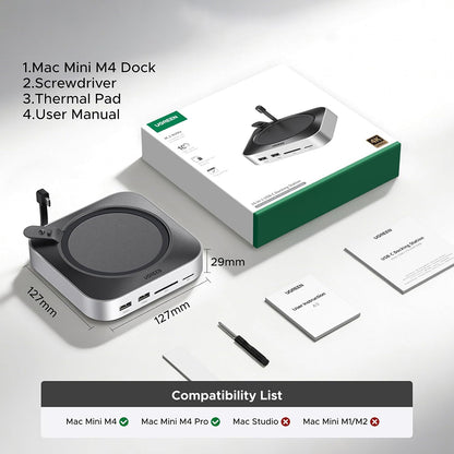 Multifunctionele Hub UGREEN CM841A (95094) voor Apple Mac Mini M4 / Pro, 10in1, Grijs