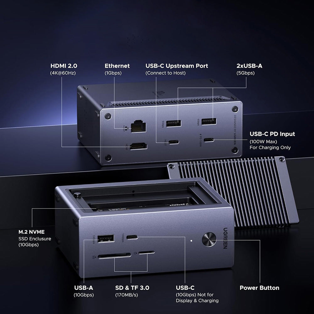Multifunctionele Hub UGREEN CM923 (55735), 10in1, Gri