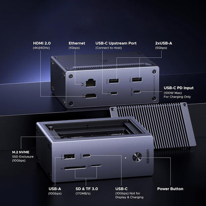Multifunctionele Hub UGREEN CM923 (55735), 10in1, Gri