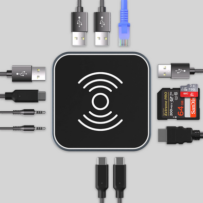Multifunctionele Hub WZK WHBC09Y8S, 12in1, Gri