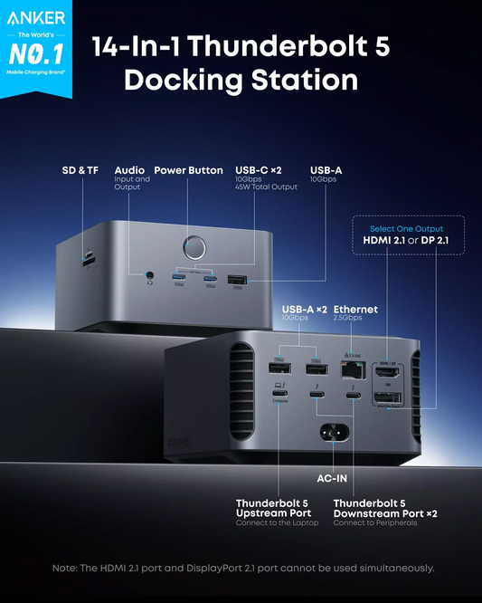 Hub Thunderbolt Anker Prime TB5, 14in1, Grijs A83B53A1