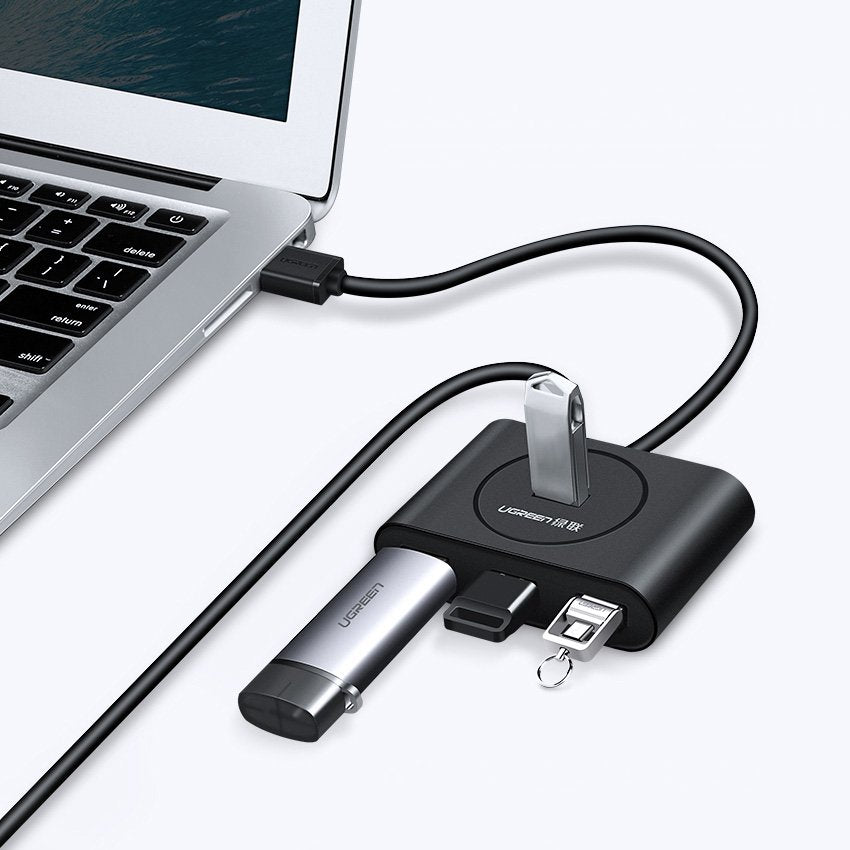UGREEN CR113 USB-hub, 4 x USB-A 3.0, 0.5m, Zwart