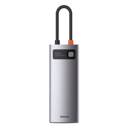 USB-C Hub Baseus Metal Gleam, 3 x USB-A 3.0 - 1 x USB-C - 1 x HDMI - 1 x RJ45, Grijs CAHUB-CW0G