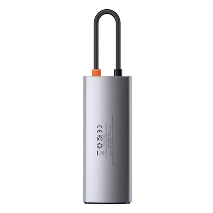 USB-C Hub Baseus Metal Gleam, 3 x USB-A 3.0 - 1 x USB-C - 1 x HDMI - 1 x RJ45, Grijs CAHUB-CW0G