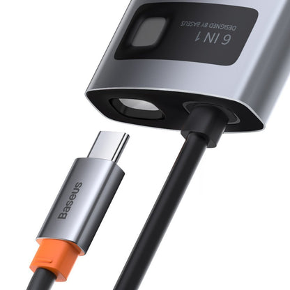 USB-C Hub Baseus Metal Gleam, 3 x USB-A 3.0 - 1 x USB-C - 1 x HDMI - 1 x RJ45, Grijs CAHUB-CW0G