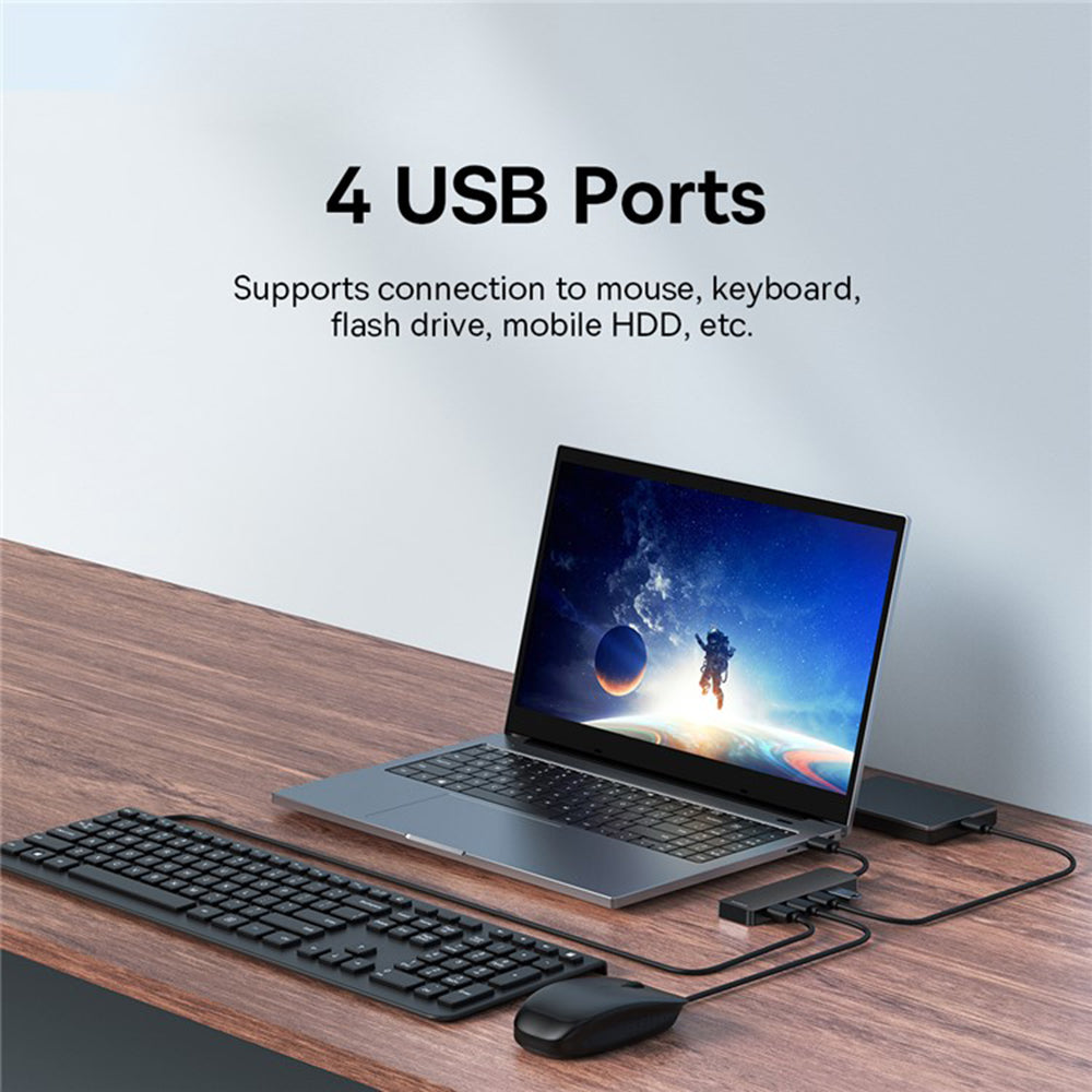 Baseus UltraJoy USB Hub, 4 x USB-A 3.0, 1m, Zwart B0005280B111-03 