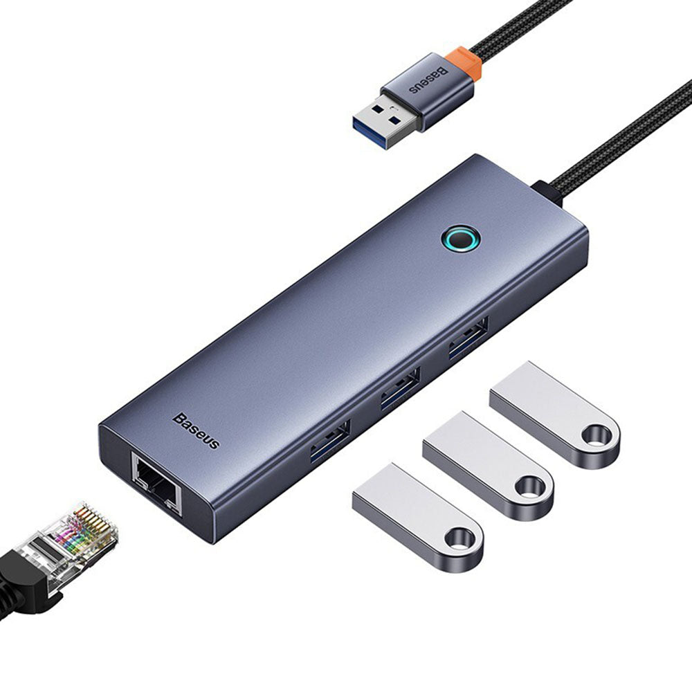 Hub USB Baseus UltraJoy, 3 x USB-A 3.0 - 1 x RJ45, Grijs B0005280A813-01