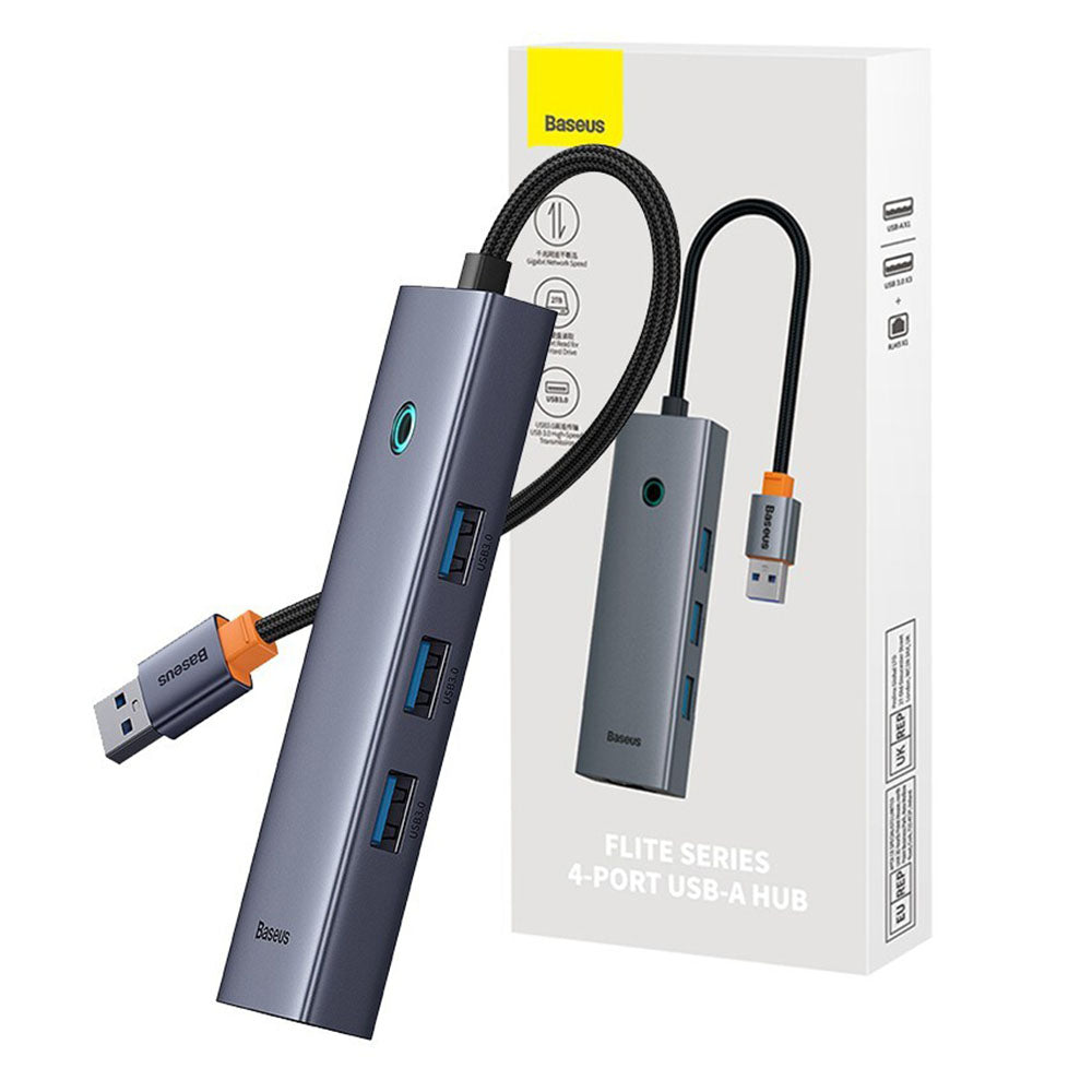 Hub USB Baseus UltraJoy, 3 x USB-A 3.0 - 1 x RJ45, Grijs B0005280A813-01