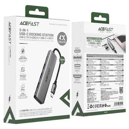 USB-C Hub Acefast J16, 5in1, Gri