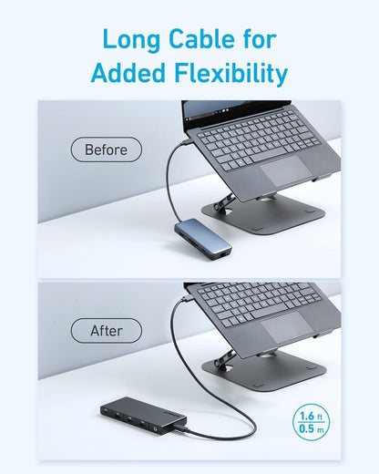 Anker USB-C Hub, 1 x USB-A 3.0 - 2 x USB-A - 3 x USB-C - 2 x HDMI - 1 x RJ45 - 1 x SD, Black A83A2G11