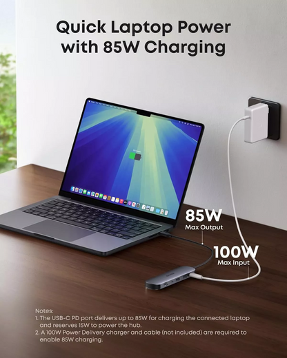 Hub USB-C Anker, 2 x USB-A 3.0 - 2 x USB-C - 1 x HDMI - 1 x SD - 1 x microSD, Grijs A83D2HA1