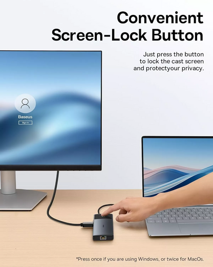 Baseus Dual Display USB-C Hub, 1 x USB-A 3.0 - 2 x USB-A - 2 x USB-C - 2 x HDMI - 1 x RJ45 - 1 x SD - 1 x microSD, Black B00061800123-01
