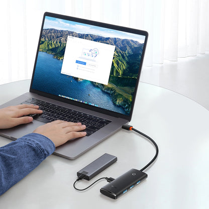 USB-C Hub Baseus Lite, 4 x USB-A 3.0 - 1 x USB-C, 0.25m, Black WKQX030301