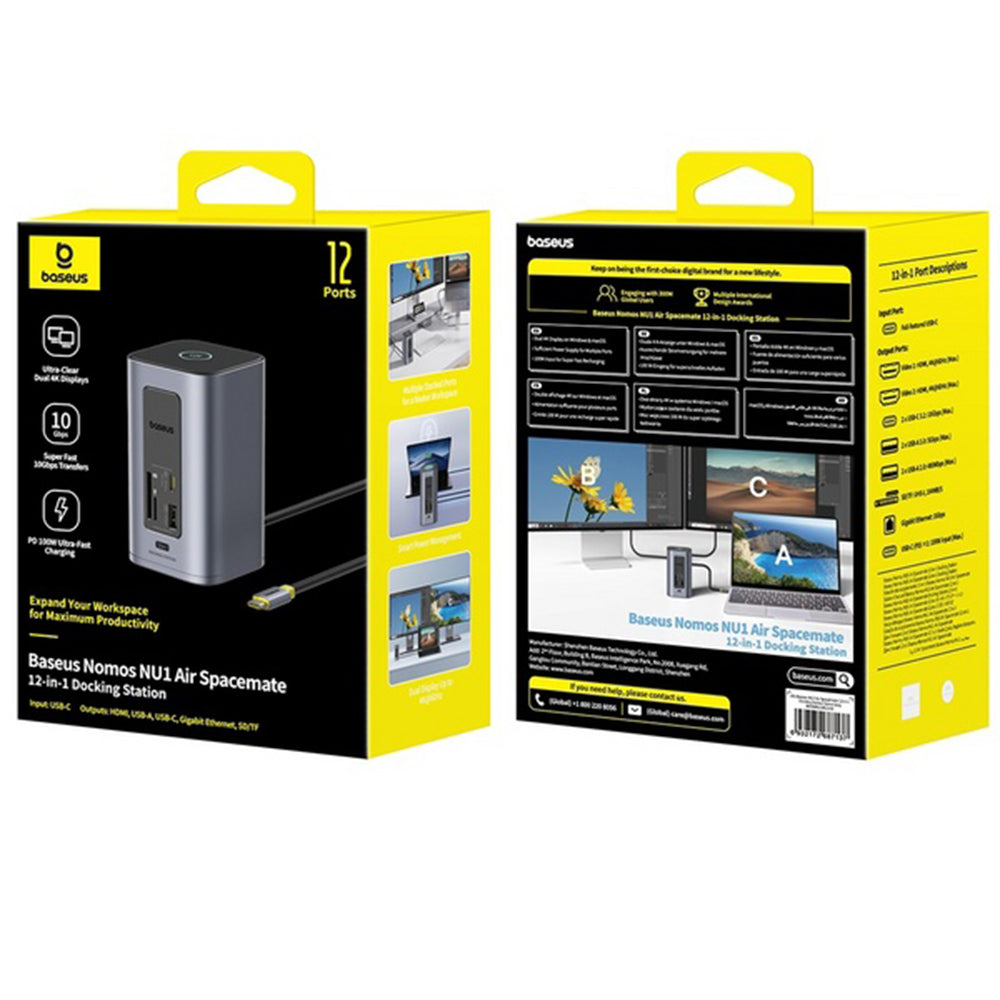 Baseus NU1 Air Spacemate USB-C Hub, 12-in-1, Gray B00061800123-00