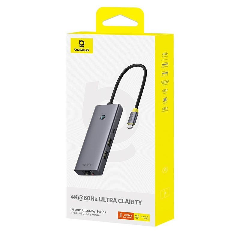 Baseus UltraJoy USB-C Hub, 3 x USB-A 3.0 - 1 x USB-C - 1 x HDMI - 1 x SD - 1 x microSD, Gray B00052803811-03